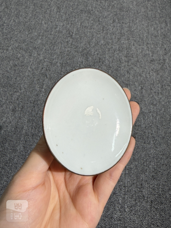 清中期青花诗文折沿小盖碗（包铜口） - 图13